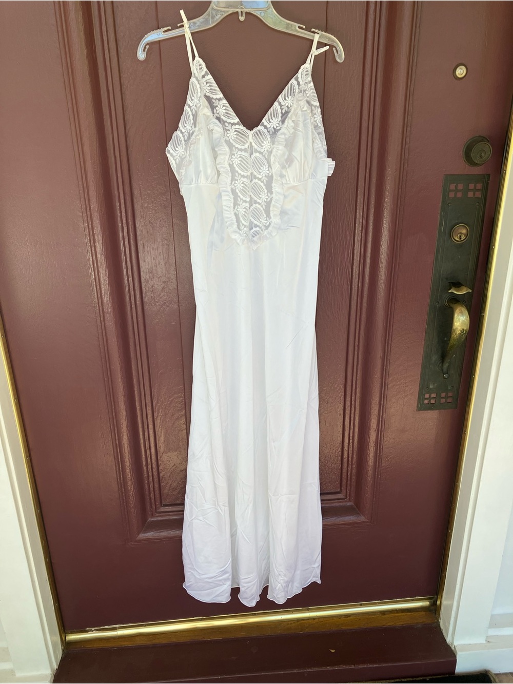Vintage Lace-Trim V-Neck Slip lingerie /night gown